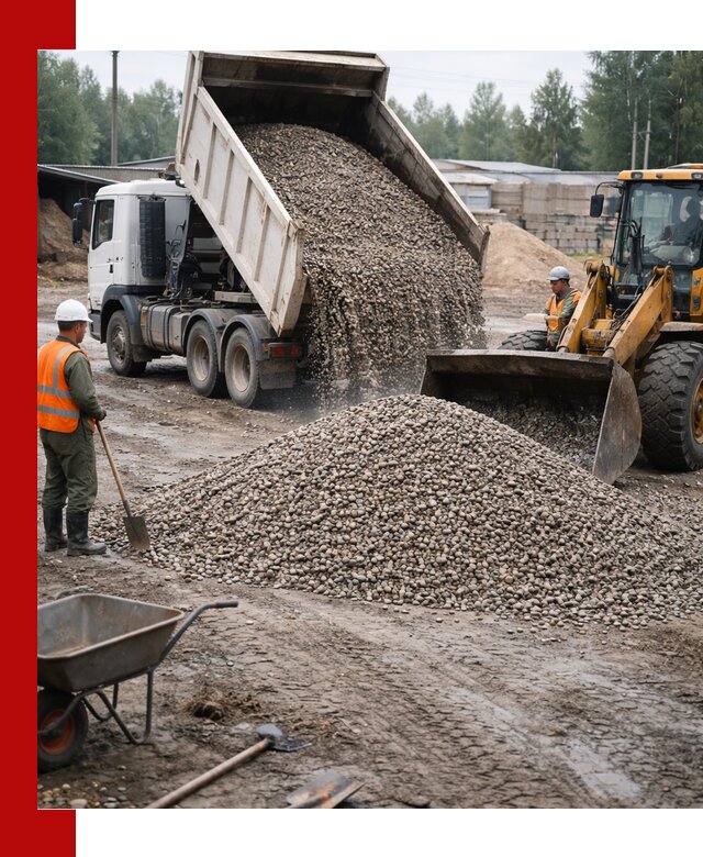 Мытый гравий с доставкой в Тайшете от карьера до участка