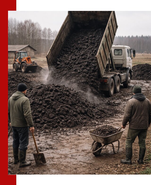 Доставка низинного торфа с разгрузкой и доставкой в Тайшете