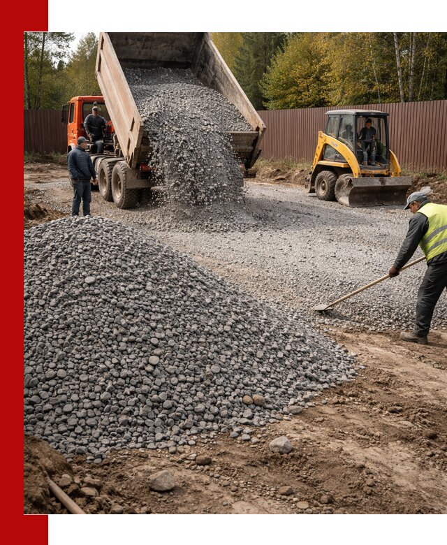 Отсыпка участка щебнем с доставкой и уплотнением в Тайшете